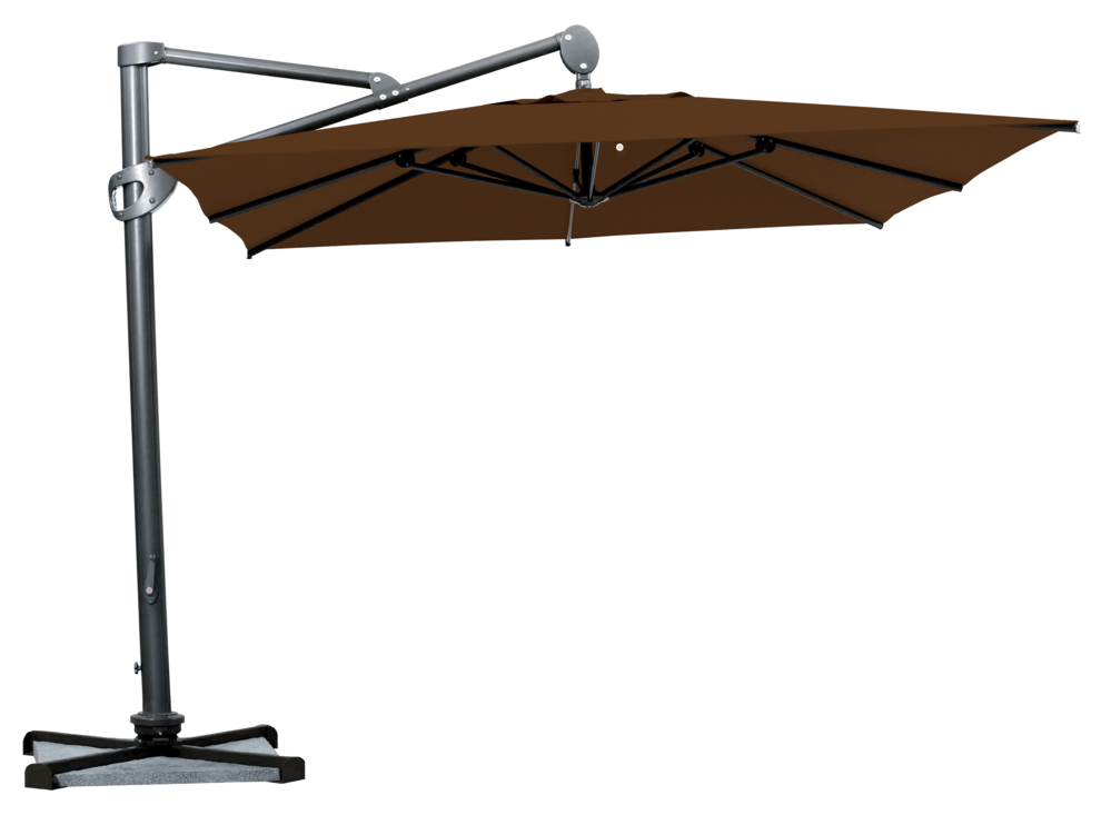 Le Vrai Parasol déporté Helios Carré 300x300 Polyester chocolat | La Maison du Parasol