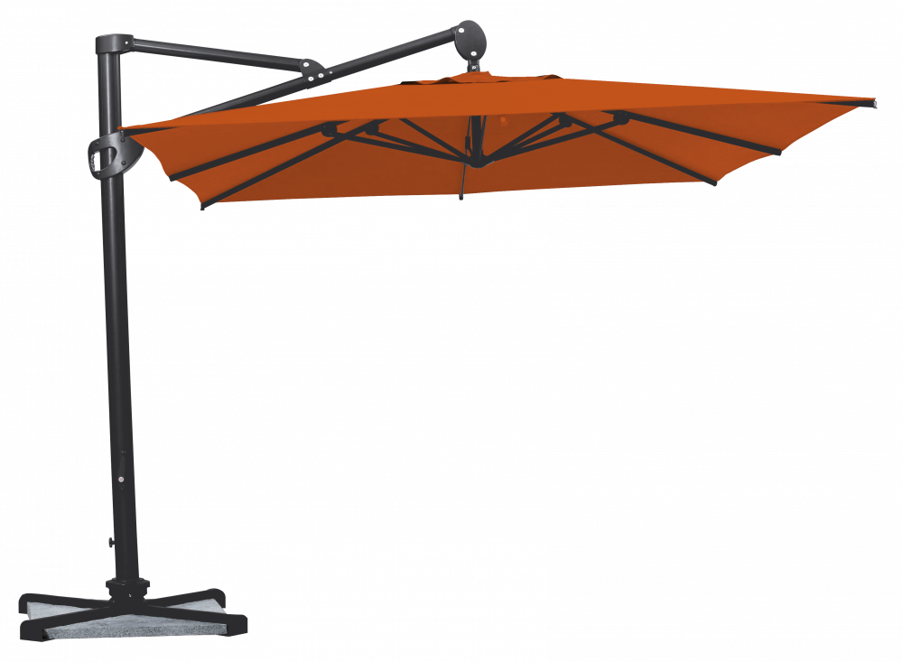 Le vrai parasol déporté Helios Carré 300x300 Acrylique sunbrella premium Pumpkin | La Maison du Parasol