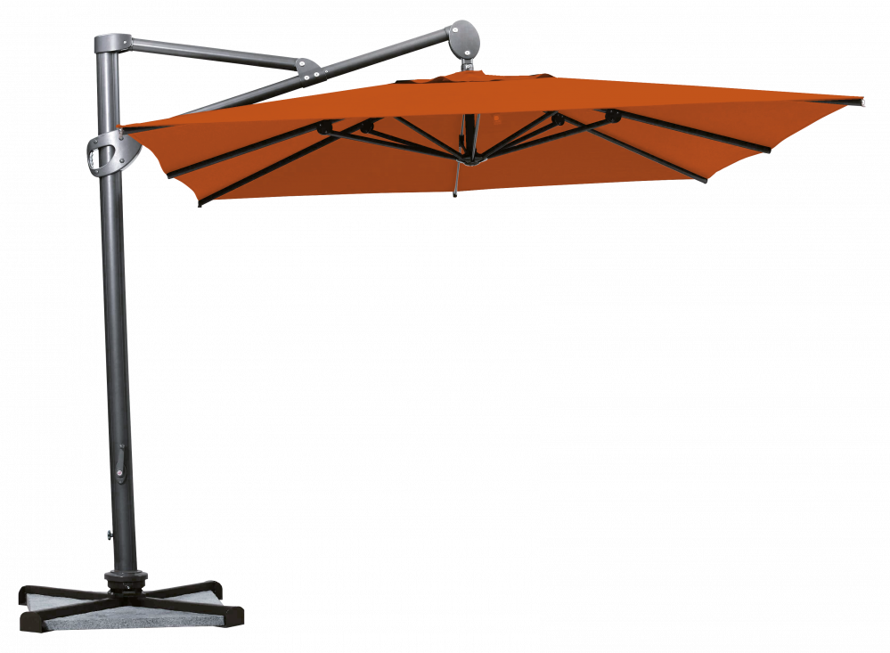 Parasol déporté Helios résistant au vent Carré 300x300 Acrylique sunbrella premium Pumpkin | La Maison du Parasol