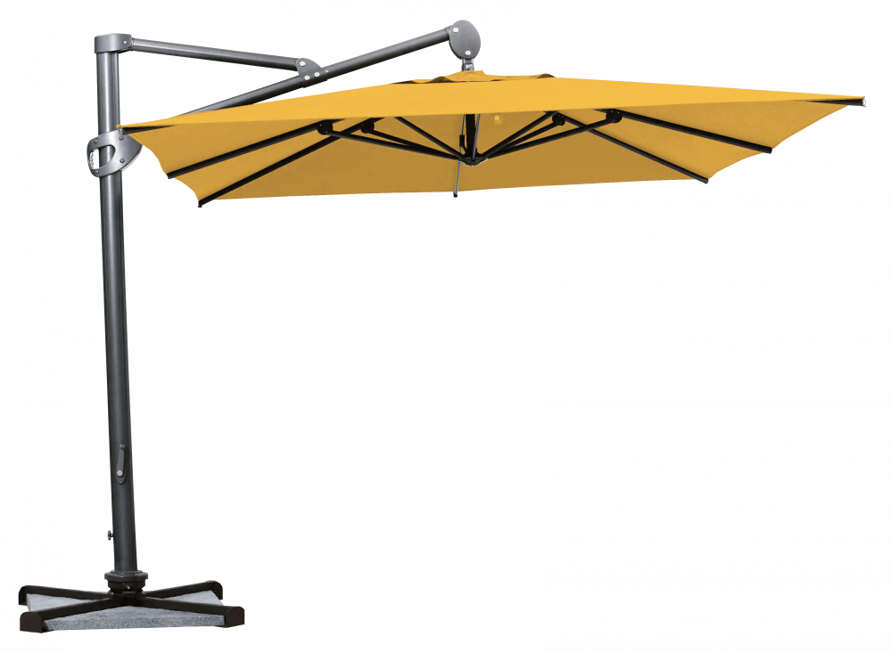 Parasol déporté Helios résistant au vent Carré 300x300 Acrylique latimacryl Jaune | La Maison du Parasol