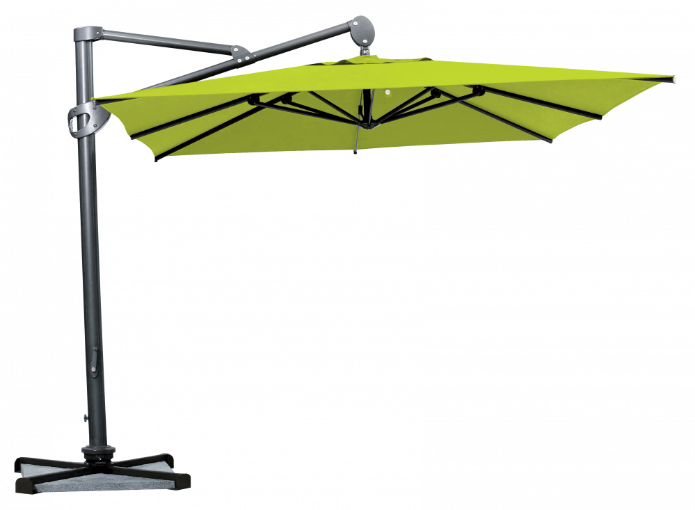 Parasol déporté Helios résistant au vent Carré 300x300 Polyester Tilleul | La Maison du Parasol