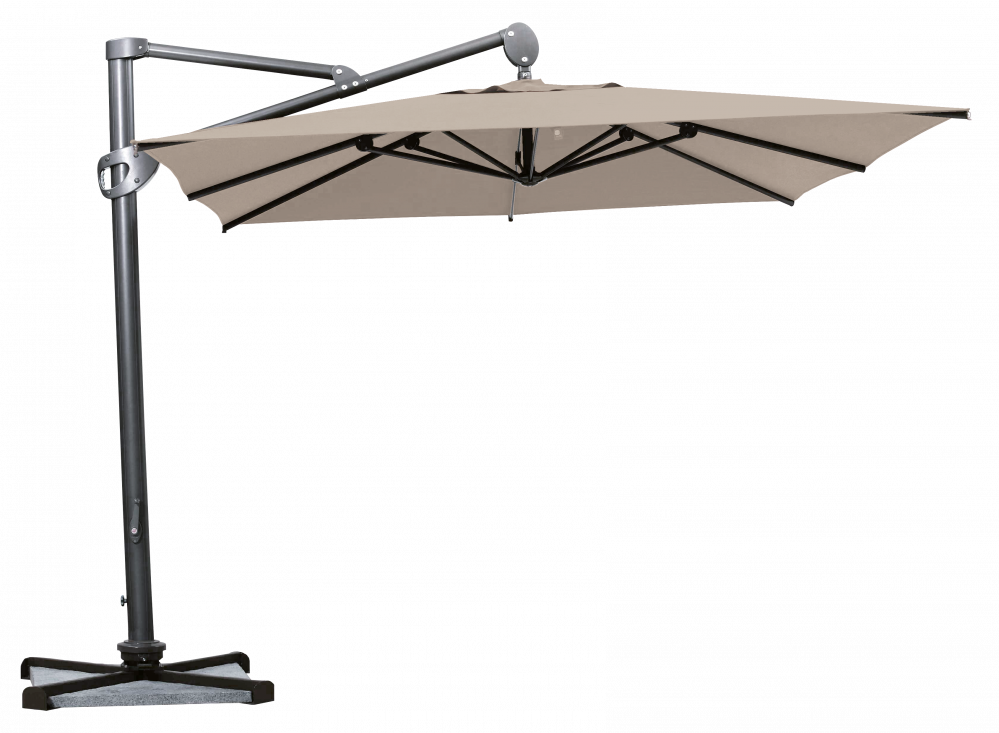 Parasol déporté Helios résistant au vent Carré 300x300 Acrylique relax Sand | La Maison du Parasol