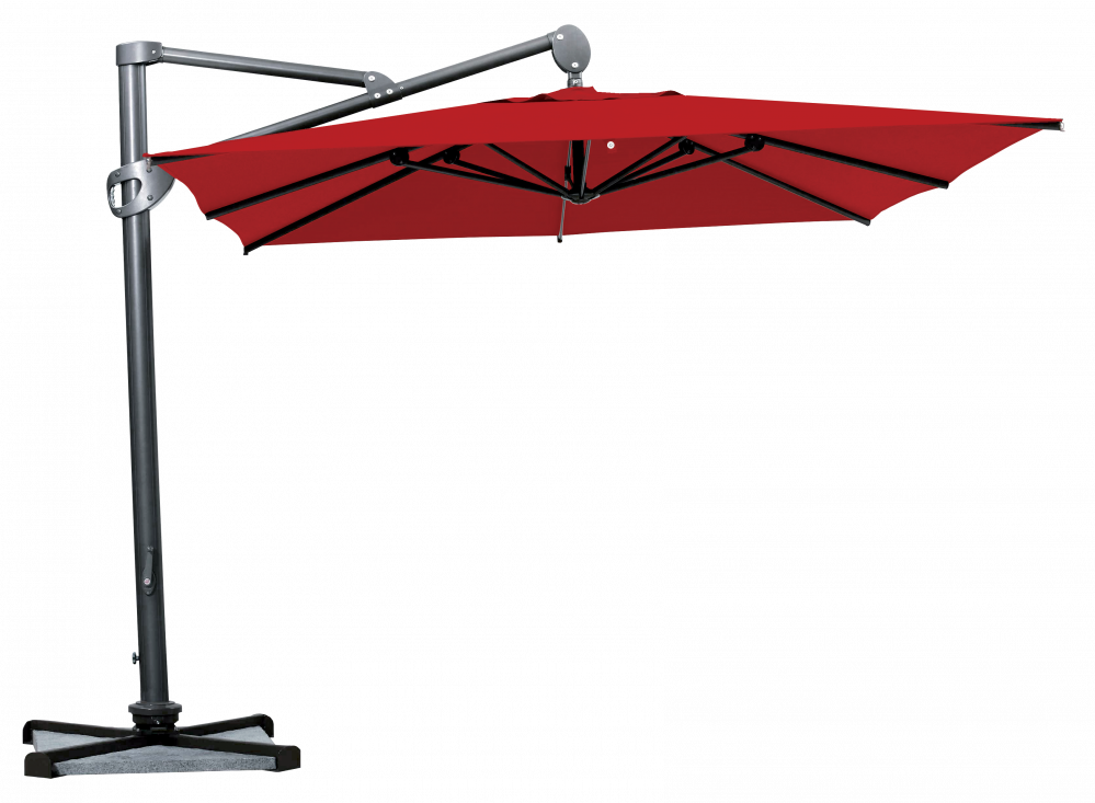 Parasol déporté Helios résistant au vent Carré 300x300 Polyester Rouge | La Maison du Parasol