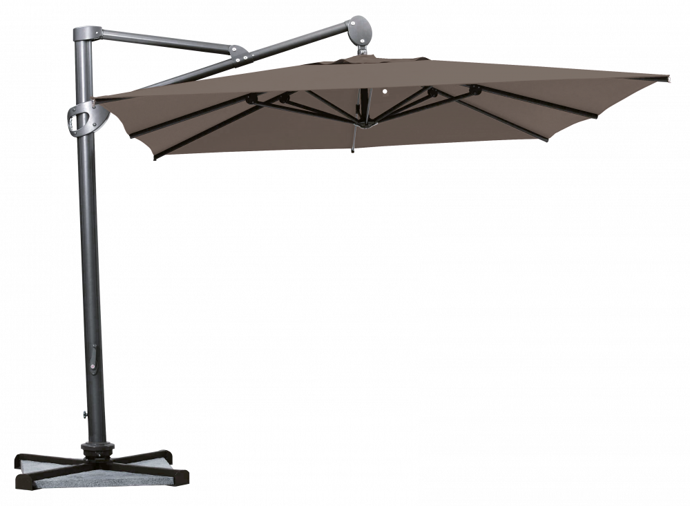 Parasol déporté Helios résistant au vent Carré 300x300 Acrylique sunbrella premium Taupe | La Maison du Parasol