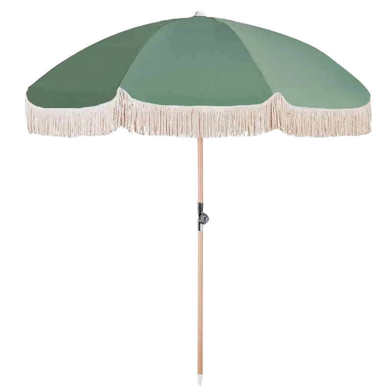 Parasol Bora Bora + Housse Inclinable Terrasse Piscine Plage Droit Rond Polyester Ø 180 Vert d'eau