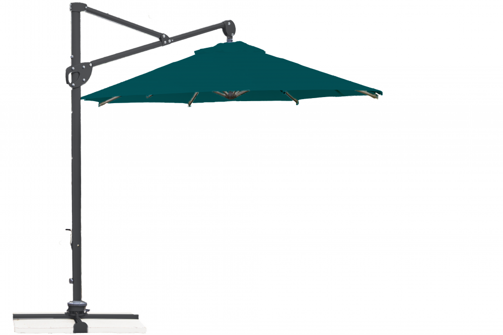 Parasol Hélios - Rond Déporté Inclinable Terrasse Piscine Jardin Hélios Rond Acrylique sunbrella premium Ø 300 Noir Rainforest
