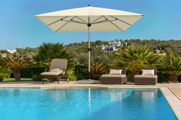 Parasol Sunwheel + Base acier + Housse Le parasol droit géant parfait pour votre jardin