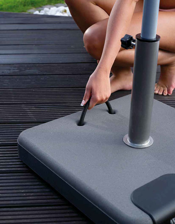 Socle Béton 45 kg à roulette avec tube Inox 55mm 